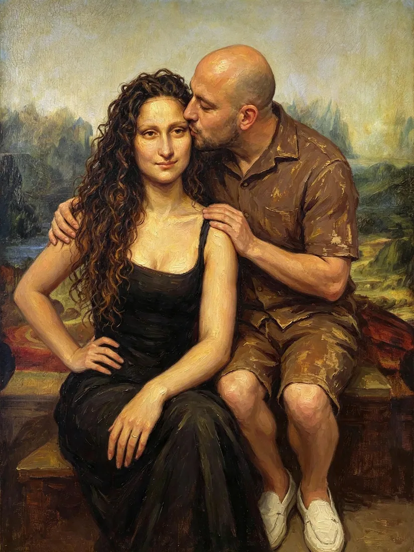 La Gioconda con el rostro de Rami, pieza del taller