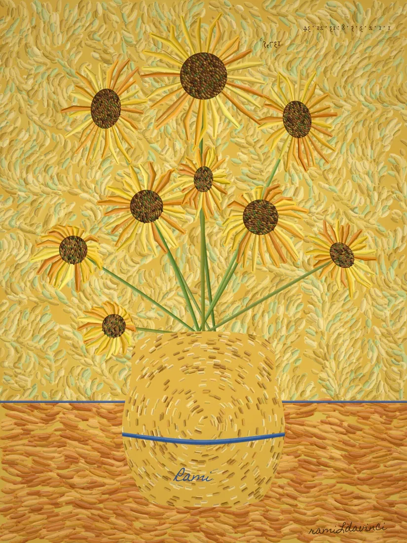 Girasoles de Fibonacci — Van Gogh × Leonardo