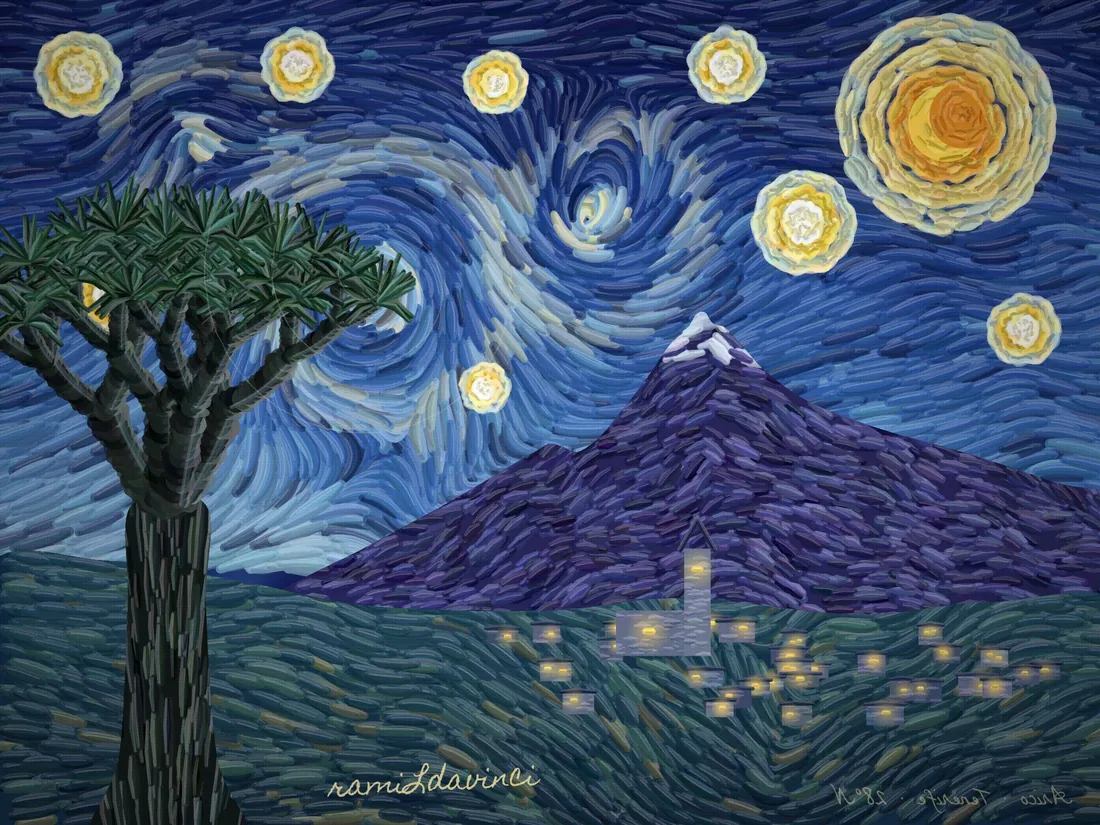 Noche estrellada sobre el Teide — Van Gogh × Tenerife