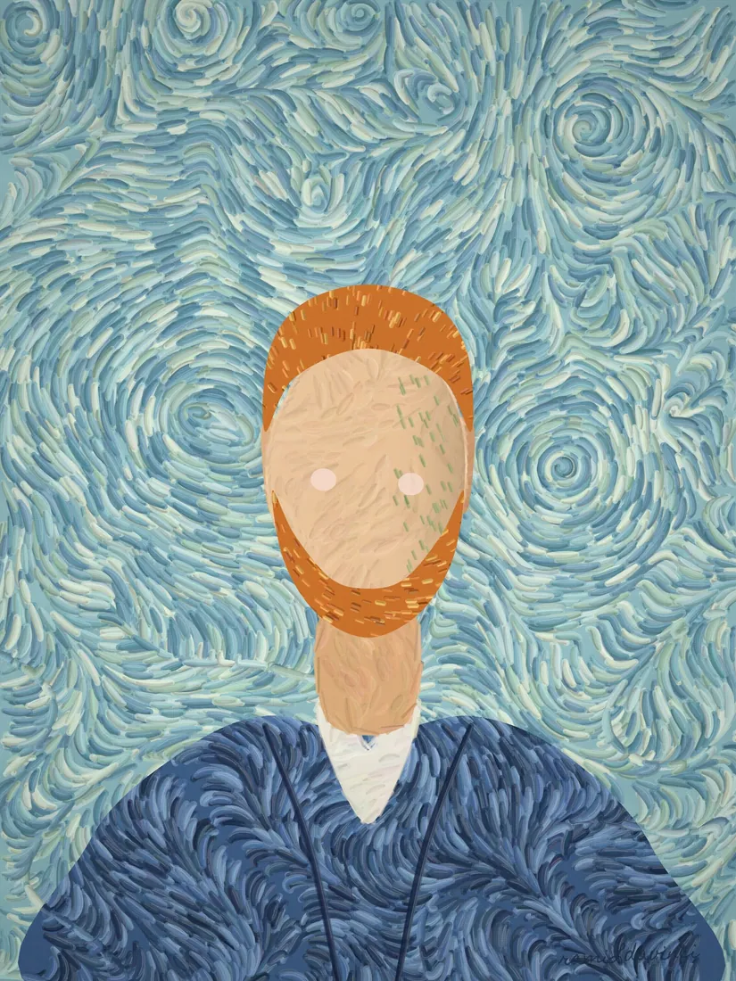 Autorretrato en remolino — tú, pintado por Vincent